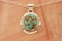 Genuine Number 8 Mine Turquoise Sterling Silver Pendant